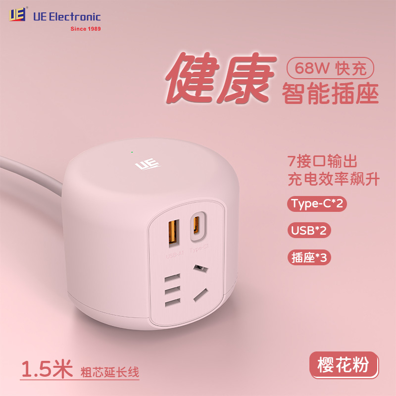 UE68W电源插座氮化镓PD快充USB插线板家用（个)
