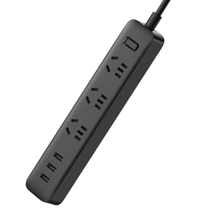 小米米家USB插座 3USB接口+3孔位 总控 全长1.8米 黑色（个）