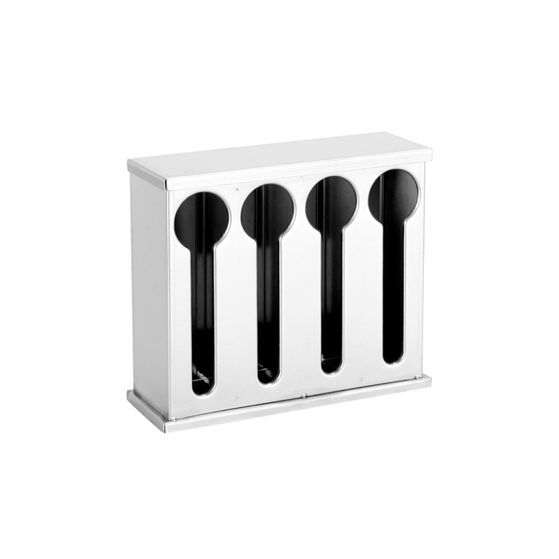 得力达 不锈钢勺子架方形带盖自助餐勺子盒餐馆食堂筷子收纳盒4格24.7cm*21cm*8.5cm（单位：个）广西专供