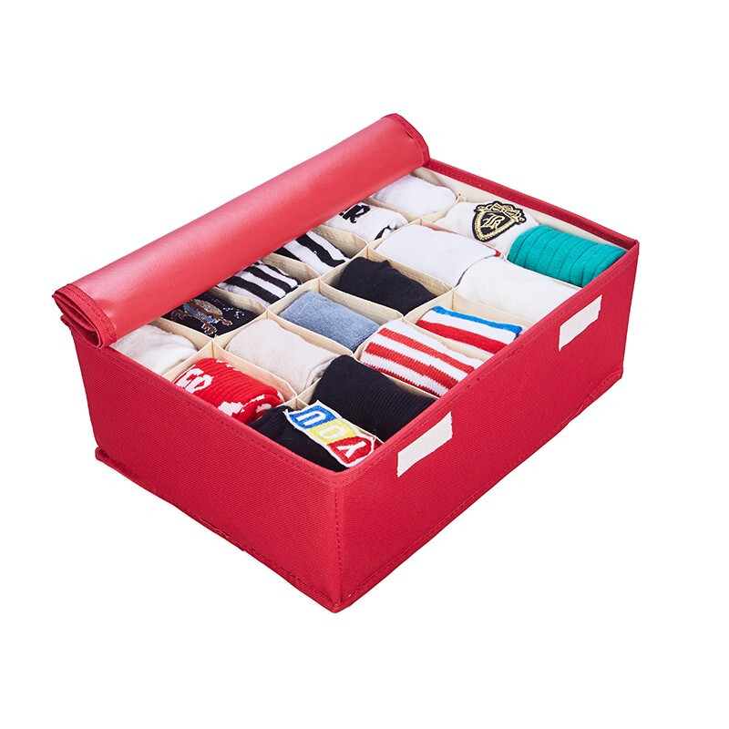 安巢家居（ANCHOW） 内衣收纳盒 AJ288收纳盒 6格 红色（个）