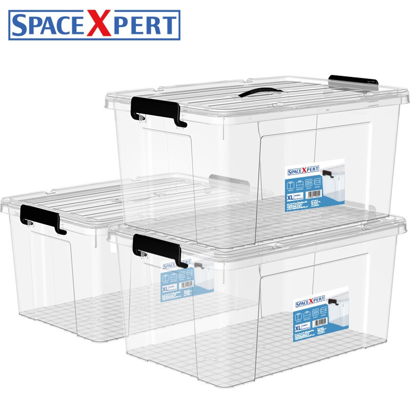 SPACEXPERT/40L 近直角高透手提塑料收纳箱 3只/组（单位：组）
