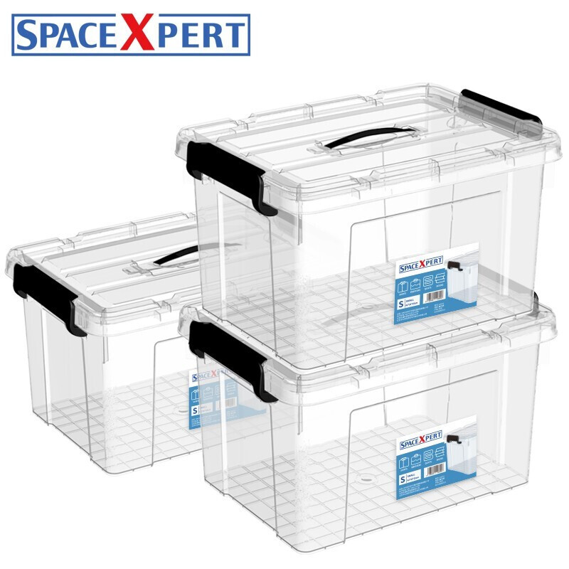 SPACEXPERT/25L 近直角高透手提塑料收纳箱 3只/组（单位：组）