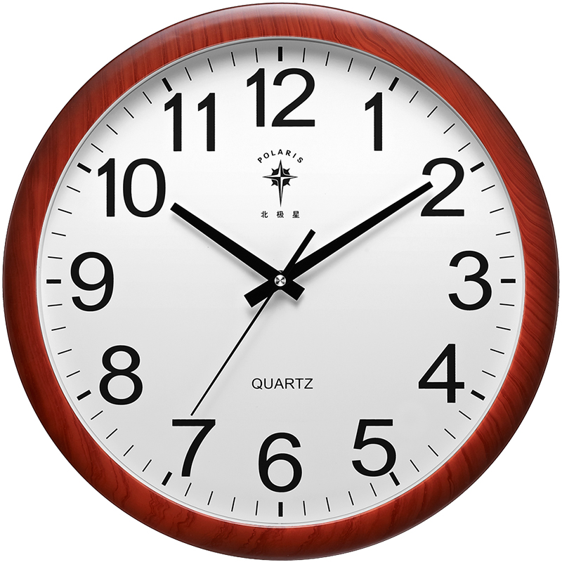 北极星（POLARIS）挂钟客厅钟表15英寸现代石英钟时尚时钟创意挂表 2812木纹（个）