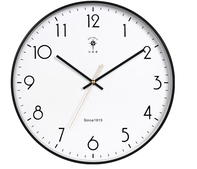 北极星（POLARIS）挂钟客厅北欧钟表现代简约时钟大气时尚14英寸石英钟 70162黑色（个)