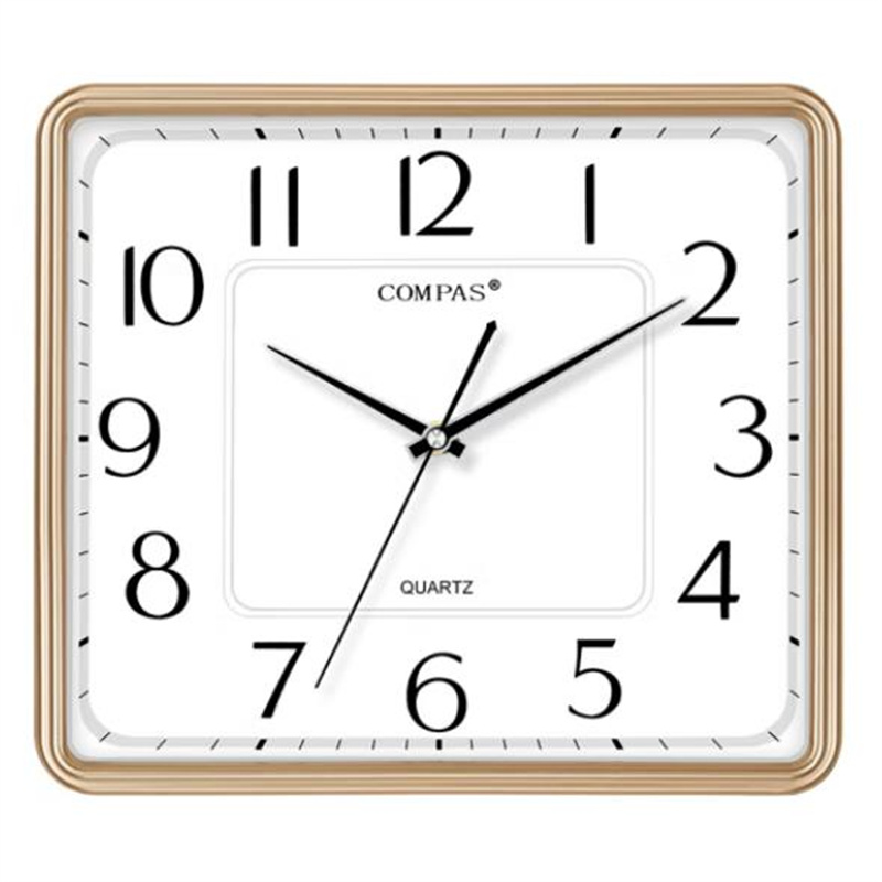 康巴丝（COMPAS）C3201闹钟/挂钟挂钟客厅钟表方形简约时钟居家办公挂表电子石英钟闪金(单位：个)
