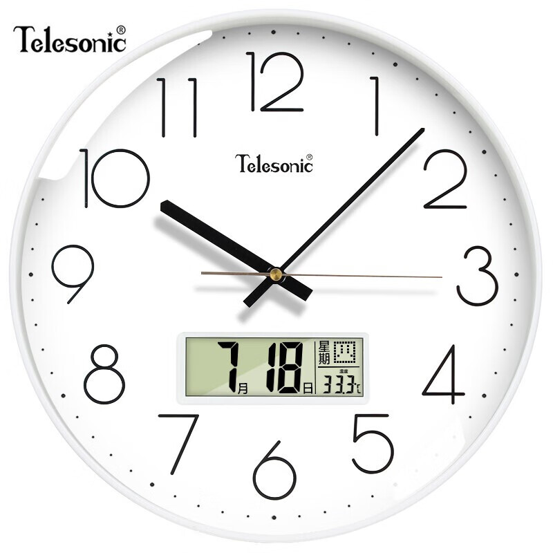 天王星（Telesonic）Q9726-1 挂钟 圆形 白色 日历(单位：个)