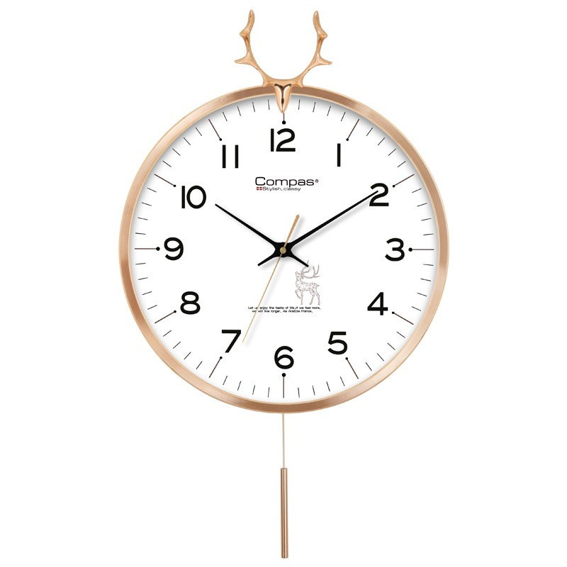康巴丝（Compas）C3245欧式创意鹿头挂钟表盘直径36cm白色（个）