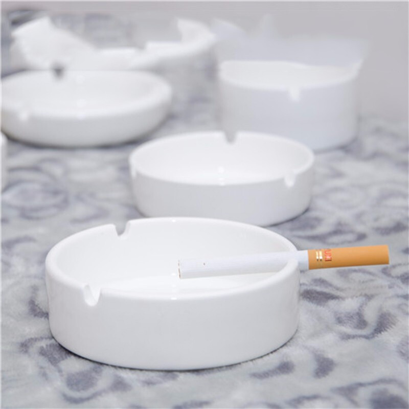 国产纯白色陶瓷烟灰缸圆形烟碟4英寸十只装（件）
