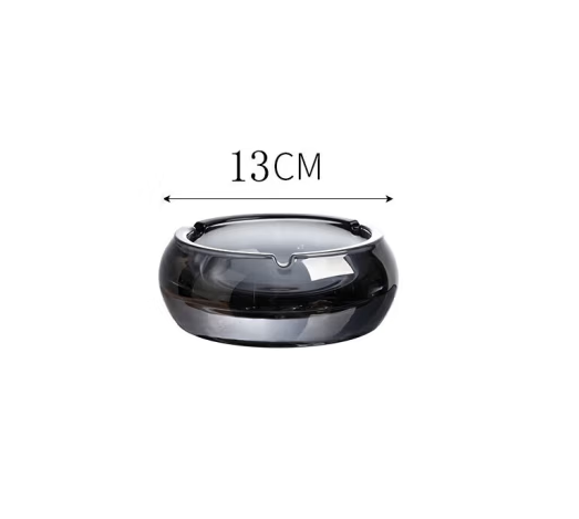 国产水晶玻璃13cm圆形烟灰缸烟灰色烟灰缸(单位：个)