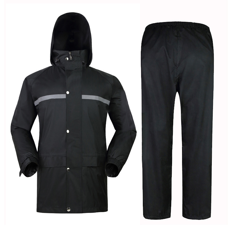 三极户外（Tri-polar）TP1677雨衣分体雨衣雨裤套装加厚反光成人电动车摩托车户外骑行外卖雨衣 黑色4XL（件）