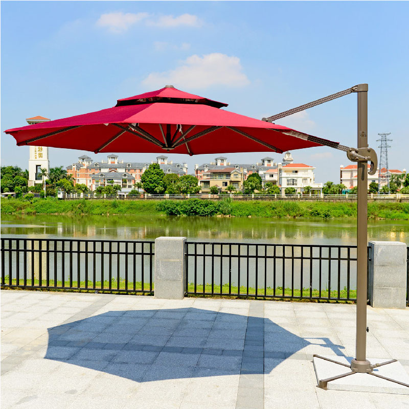 得力达 铝合金罗马伞太阳伞户外遮阳伞 庭院沙滩大型广告方形伞2.5米酒红色印logo（单位：个）JL