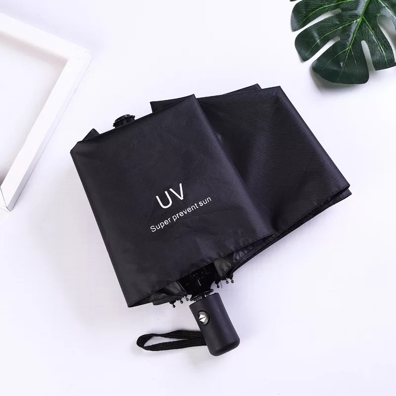 国产 全自动UV三折伞黑胶防晒太阳伞 黑色（把）
