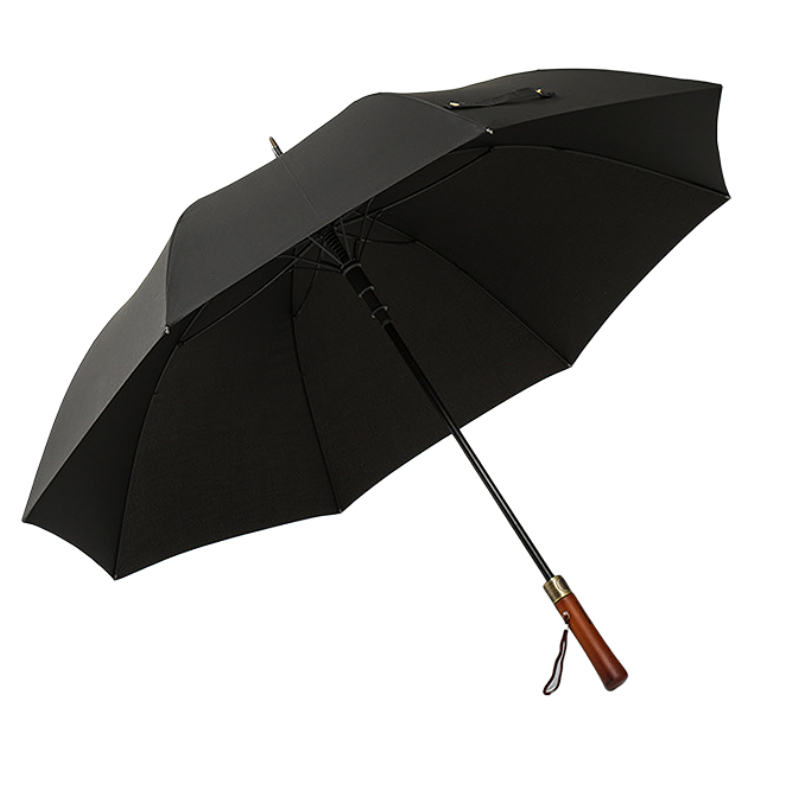 鲁橙LC05120 直柄雨伞 晴雨两用伞 复古木柄 黑色 1把（单位:把）