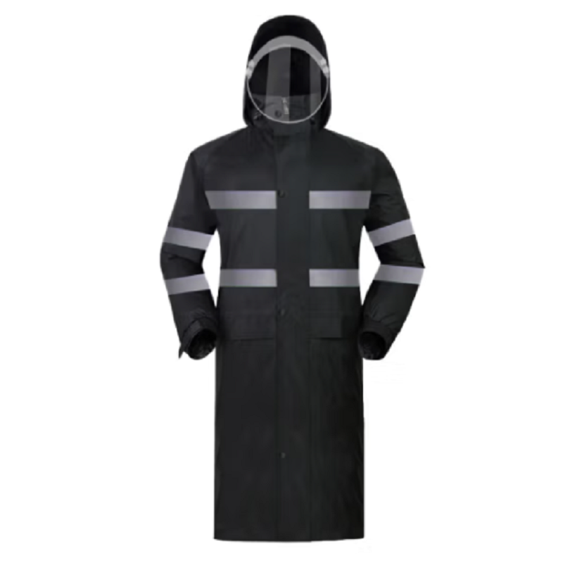 七棵柳 X27 牛津布黑色涂PU 双层带反光条 分体套装雨衣 M-4XL 6码可选（套）