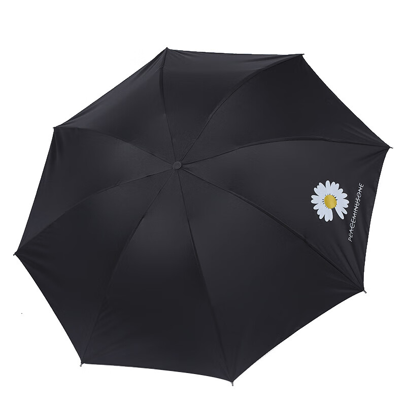 纽施 全自动三折黑胶晴雨伞-小雏菊 黑色（单位:个）
