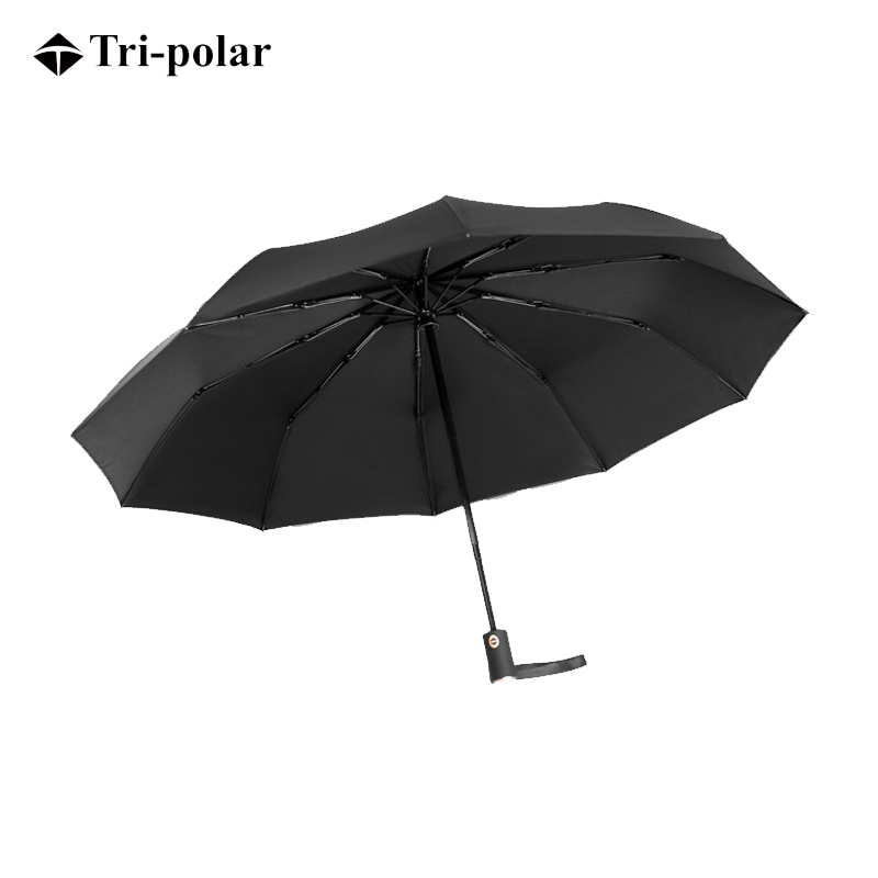 三极户外（Tri－Polar）TP7011雨伞雨衣双层10骨全自动雨伞折叠男女创意商务双人晴雨两用三折伞 黑色（把）