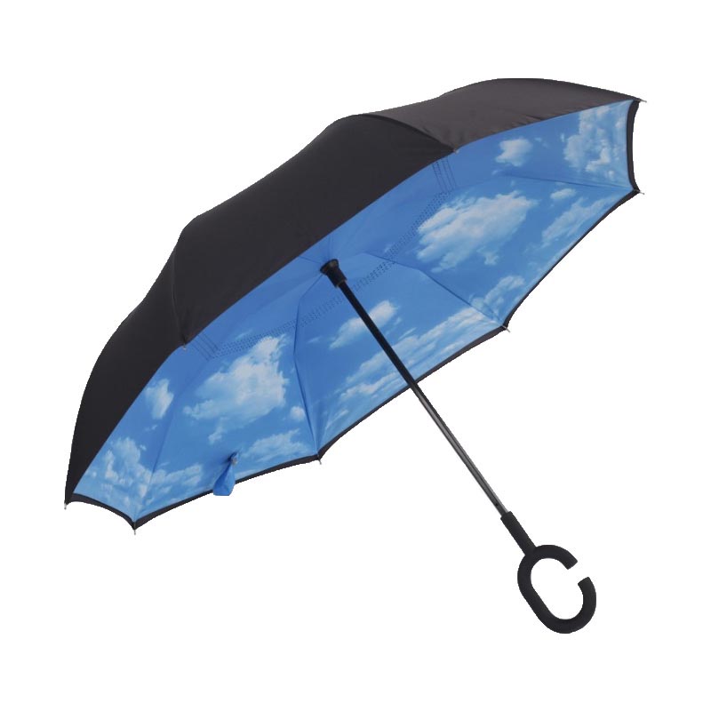 三极户外（Tri－Polar）TP7004雨伞雨衣创意免持式直杆汽车伞双层c型反向伞纤维晴雨广告伞 （把）