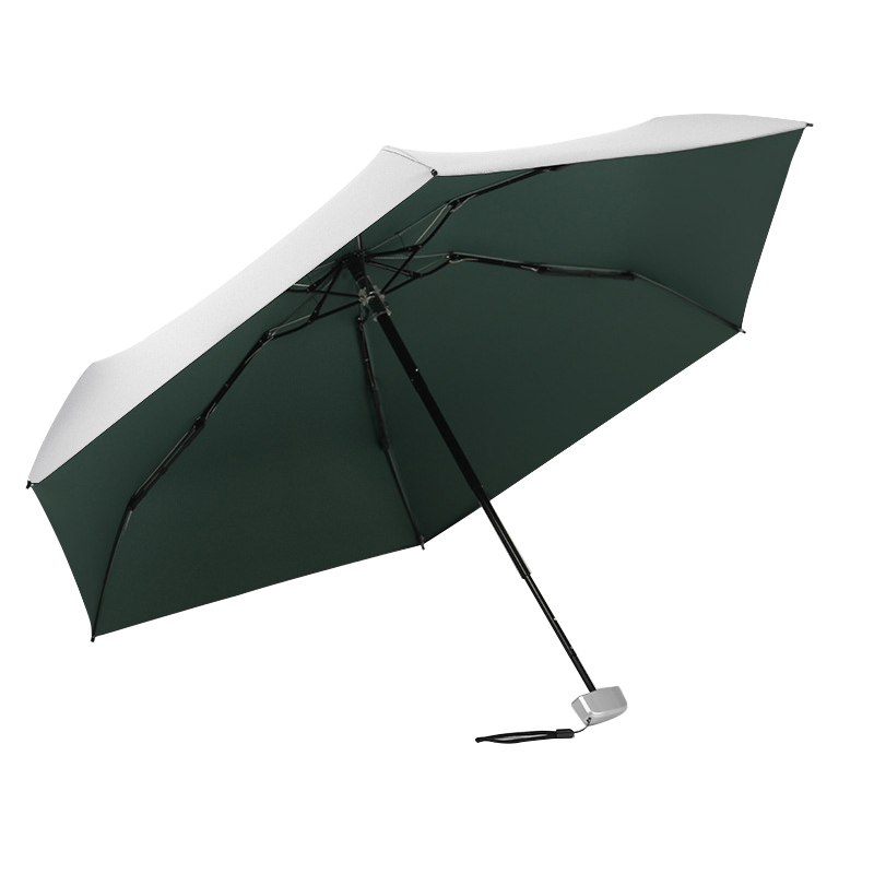 三极户外（Tri－Polar）TP7046雨伞雨衣五折钛银防晒伞防紫外线降温小巧便携超轻五折伞 墨绿色（把）