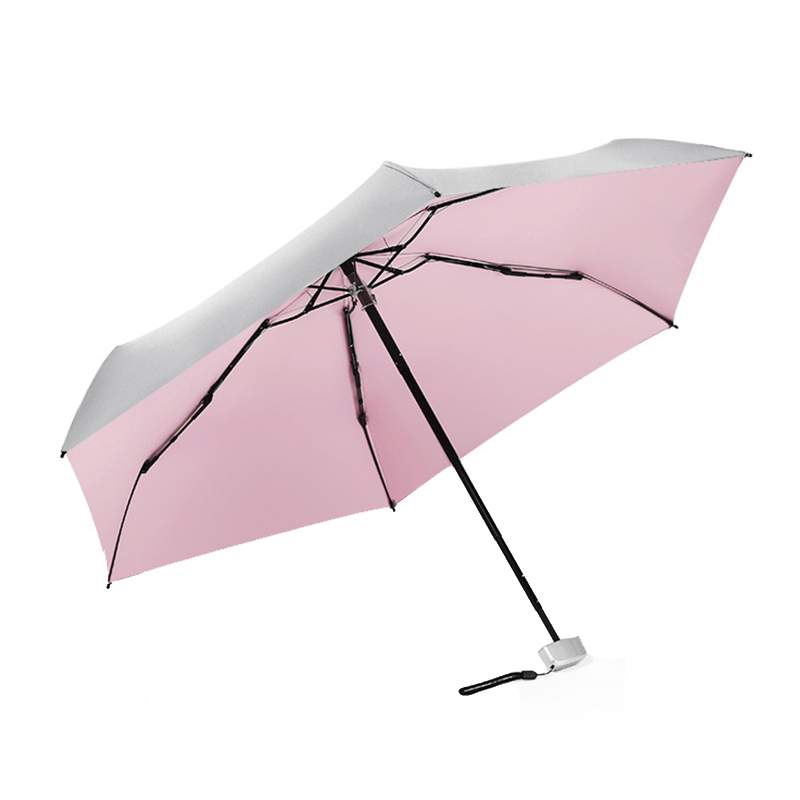 三极户外（Tri－Polar）TP7046雨伞雨衣五折钛银防晒伞防紫外线降温小巧便携超轻五折伞 淡粉色（把）