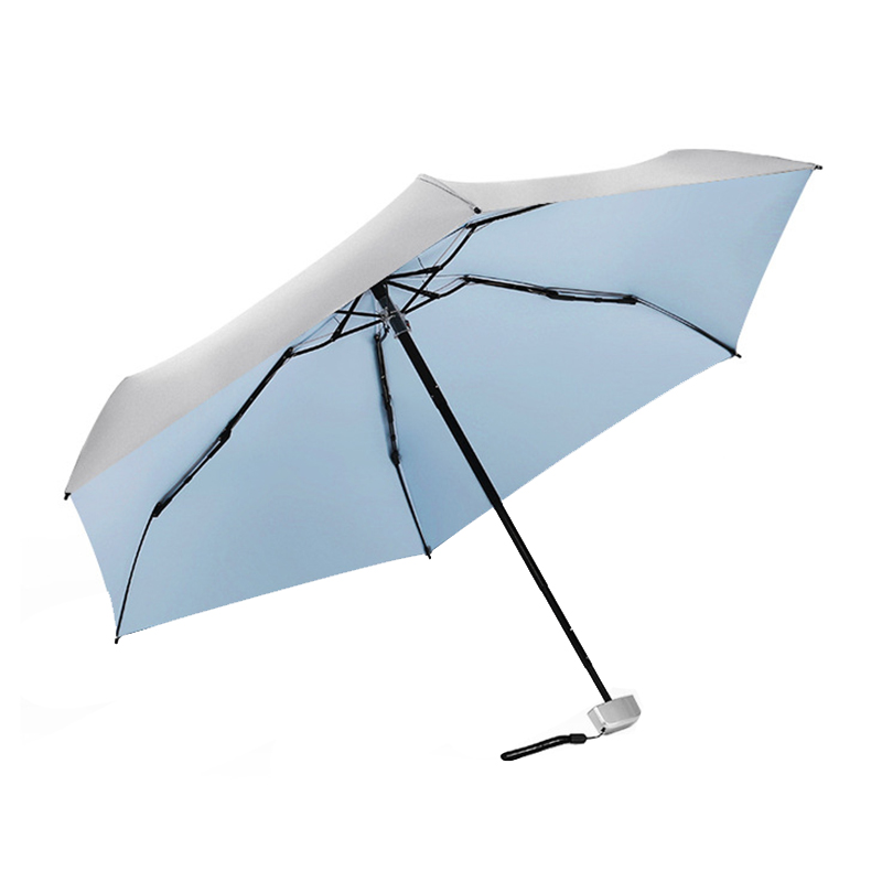 三极户外（Tri－Polar）TP7046雨伞雨衣五折钛银防晒伞防紫外线降温小巧便携超轻五折伞 淡蓝色（把）