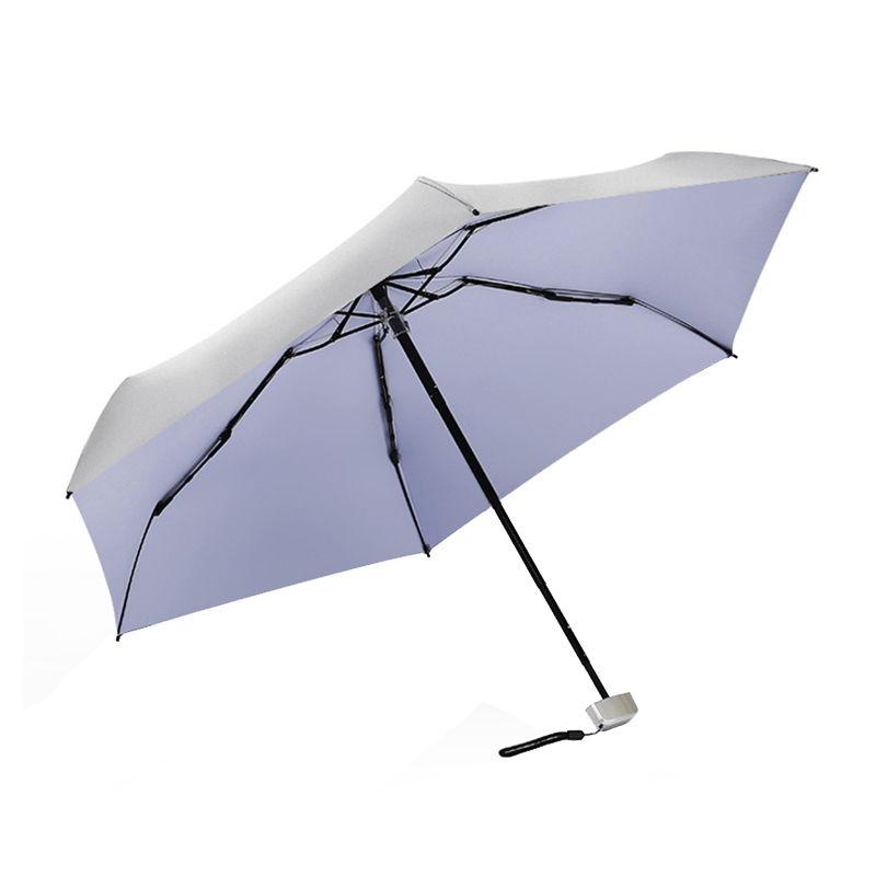 三极户外（Tri－Polar）TP7046雨伞雨衣五折钛银防晒伞防紫外线降温小巧便携超轻五折伞 淡紫色（把）