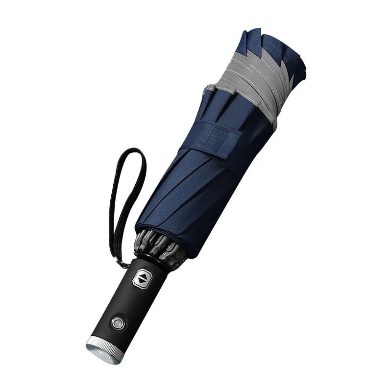 三极户外（Tri－Polar）TP7399全自动反向伞车载反光条折叠晴雨伞手电筒雨伞广告伞 LED灯+碰击布+反光条深海蓝（把）