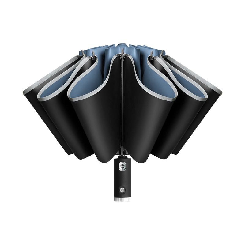三极户外（Tri－Polar）TP7399全自动反向伞车载反光条折叠晴雨伞手电筒雨伞广告伞 LED灯+黑胶碰击布+反光条牛仔蓝（把）