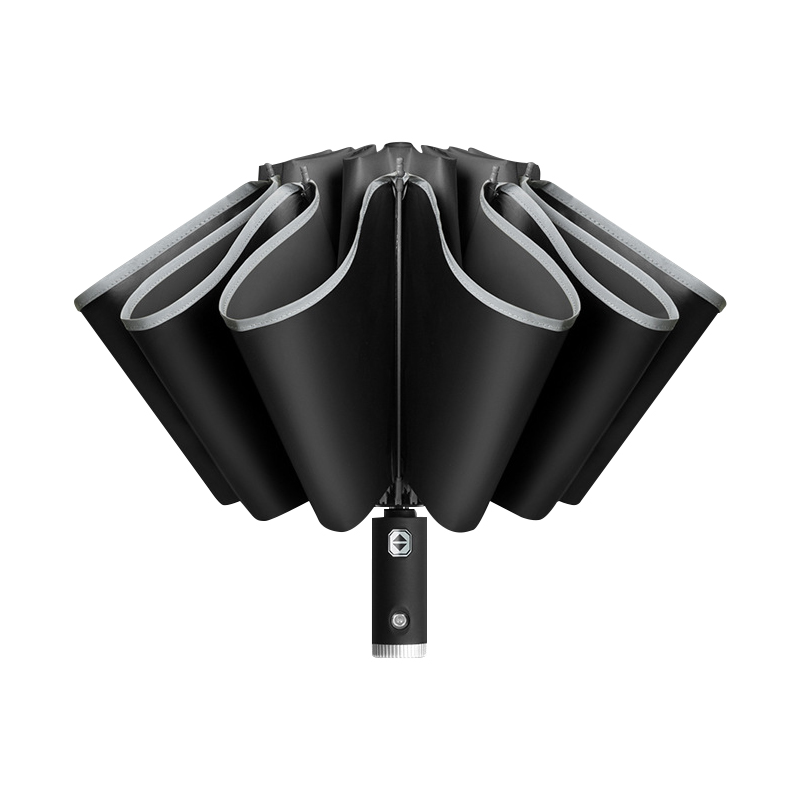 三极户外（Tri－Polar）TP7399全自动反向伞车载反光条折叠晴雨伞手电筒雨伞广告伞 LED灯+黑胶碰击布+反光条星空黑（把）