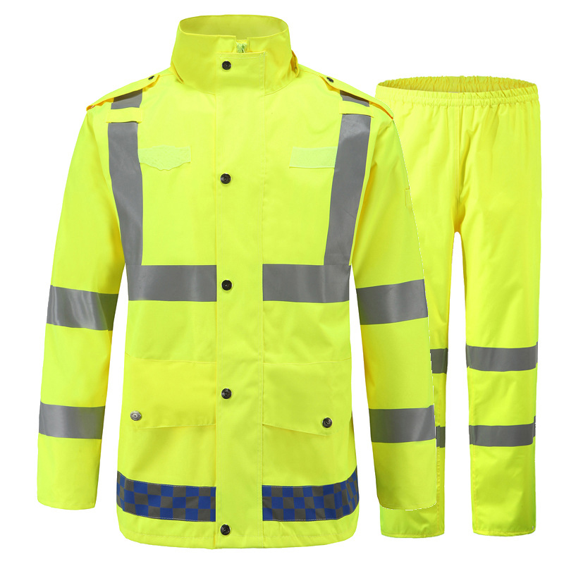三极户外（Tri-Polar）TP5002户外分体反光雨衣荧光黄配黄裤子/M（件）