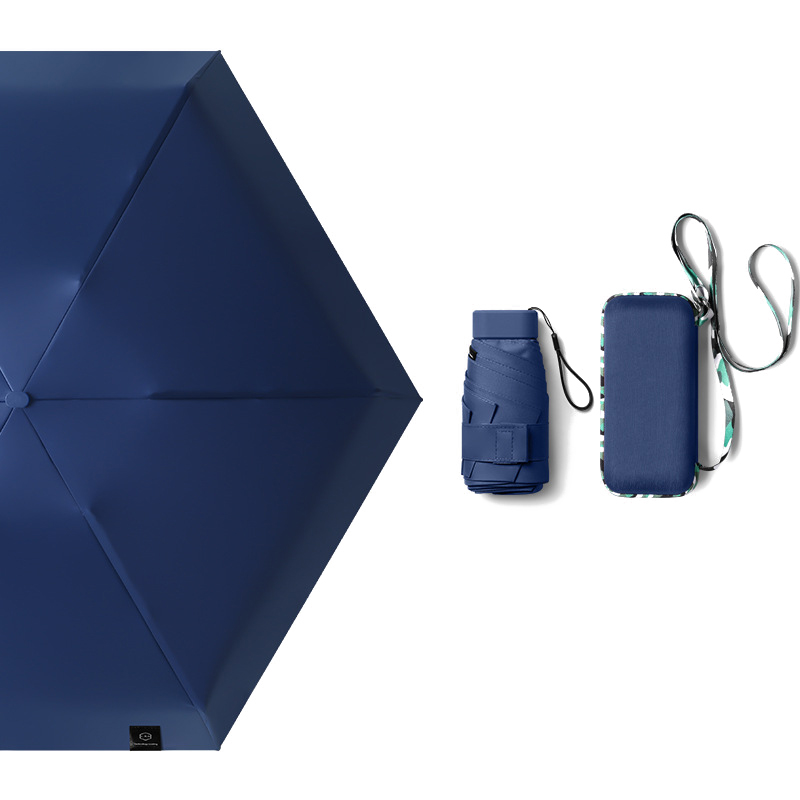 三极户外（Tri-Polar）TP7068卡包太阳伞五折六骨遮阳伞便携折叠晴雨胶囊伞背包伞 深海蓝（把）