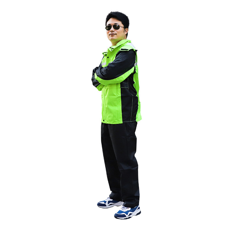 三极户外（Tri-Polar）TP1895双层春亚纺分体雨衣套装透明双帽檐 荧光绿 XL（套）