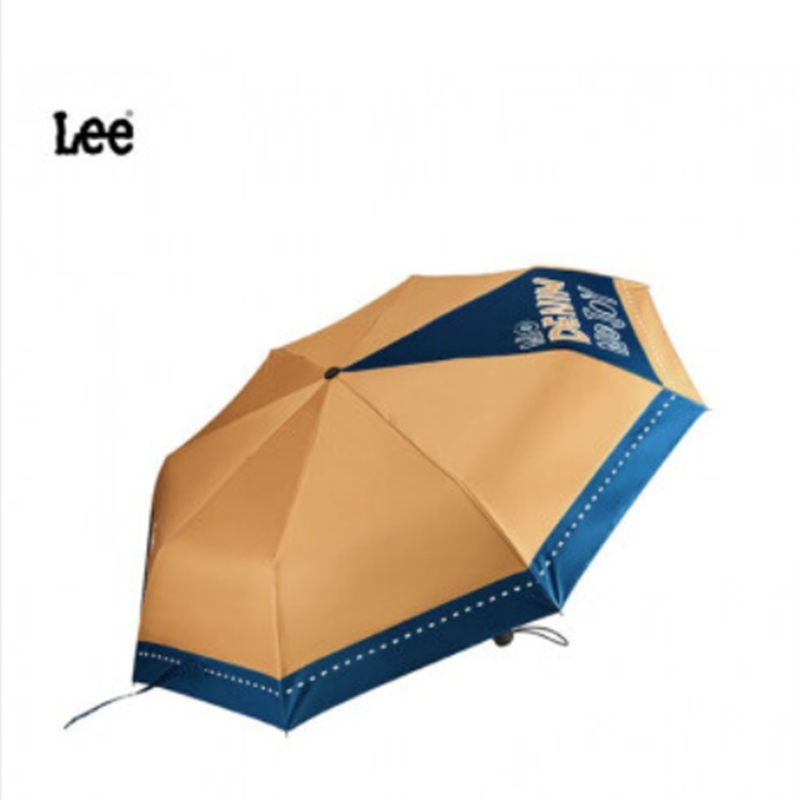 Lee LE218003M 自动伞防风速干休闲复古西部牛仔动漫风晴雨两用小巧便携撞色雨伞 蓝金色（把）