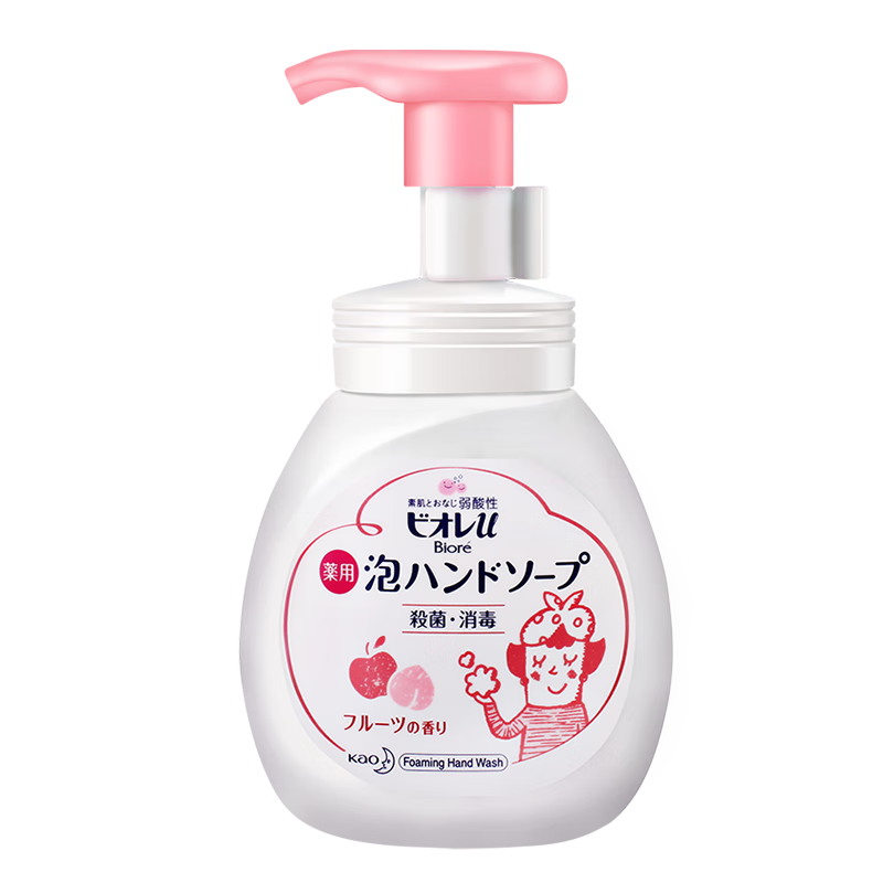 花王（KAO）进口儿童洗手液240ml 抑菌率99.9%温和泡沫洗手液 水果味(瓶)