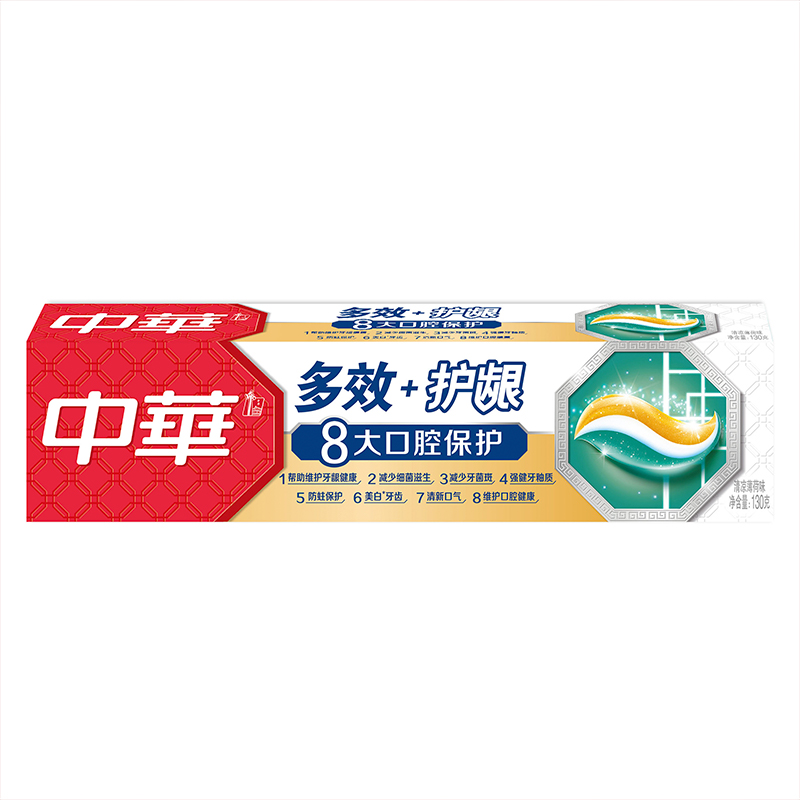 中华（Zhonghua）多效+护龈 清新薄荷牙膏130g （支）