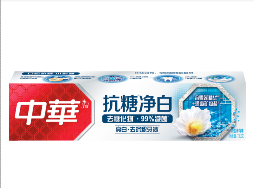 中华（ZHONGHUA）抗糖净白牙膏 海盐薄荷味130G(单位：支)
