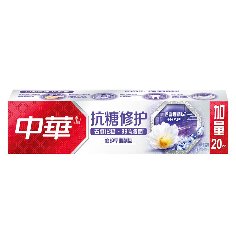 中华（ZHONGHUA）抗糖修护牙釉质牙膏冰清雪莲味 54X130G(单位：支)