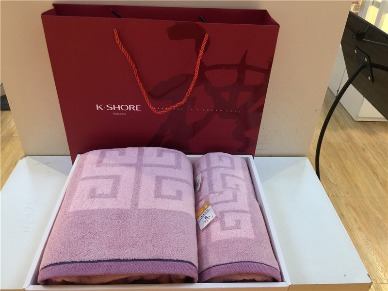 金号（S3206浴巾+S1206毛巾+S6206方巾）紫色礼盒三件套(盒)
