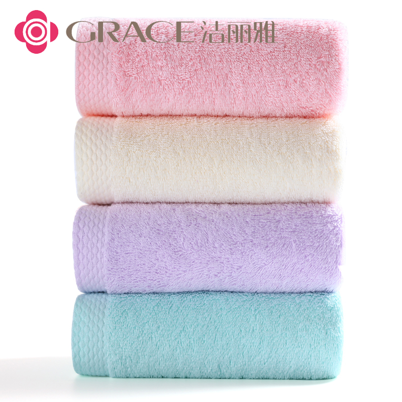 洁丽雅6714毛巾强吸水舒适面巾米、红、紫、绿74*33cm(条)