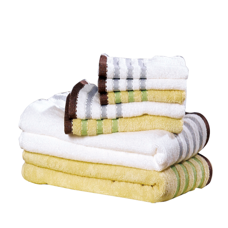 富安娜经典纯棉素色面巾方巾两件套（白+黄）33*70cm（个）