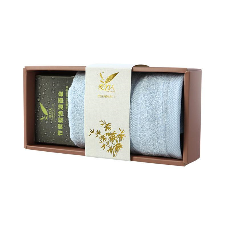 爱竹人 豆沙透明盒3美容巾*1肥皂*1 粉色/蓝色/绿色/紫色随机发（组）