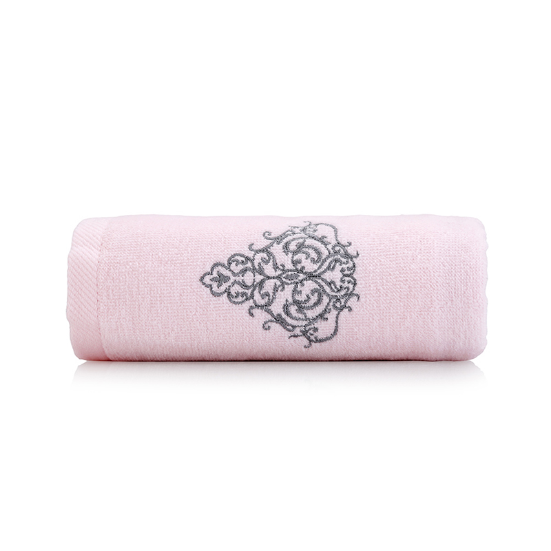 内野JD02792-N-P素色高低毛绣花面巾粉色34*80（条）