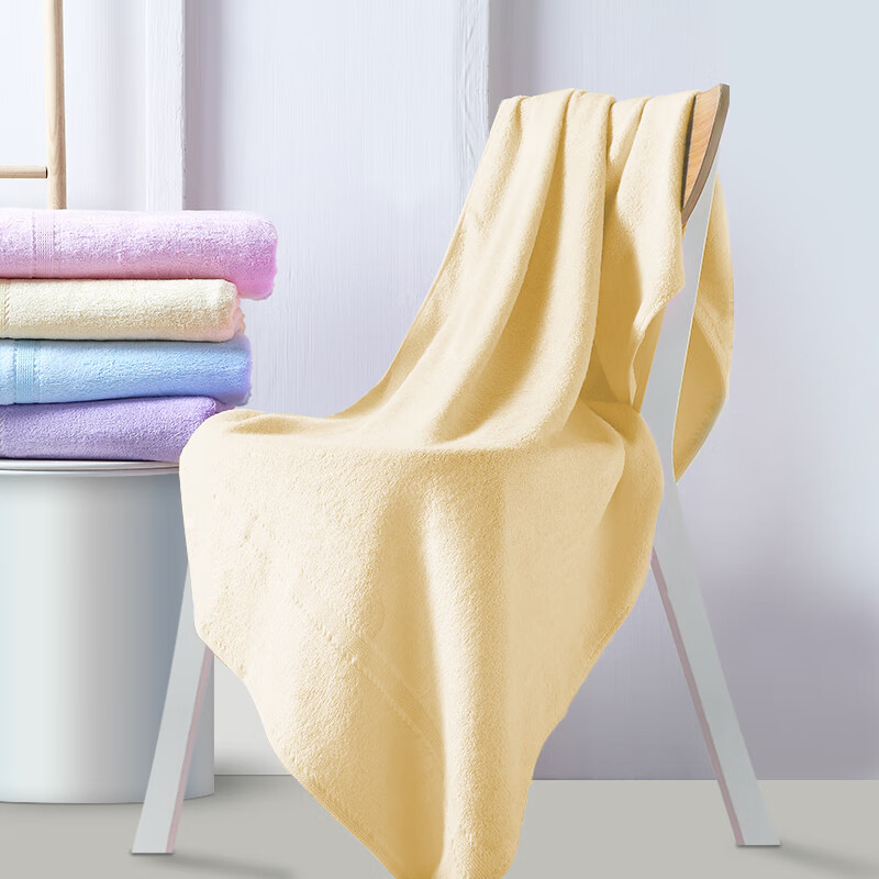 竹之锦大浴巾 女士洗澡巾竹纤维大毛巾吸水裹巾黄色70×140cm360g（条）