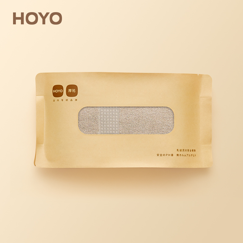 HOYO/JP8083精梳丝光棉毛巾牛皮纸袋-白茶(单位：袋）