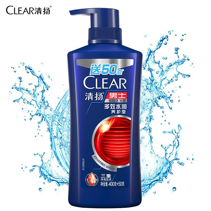 清扬洗发水男士去屑洗发露多效水润养护型多效水润养护型450g*1（瓶）