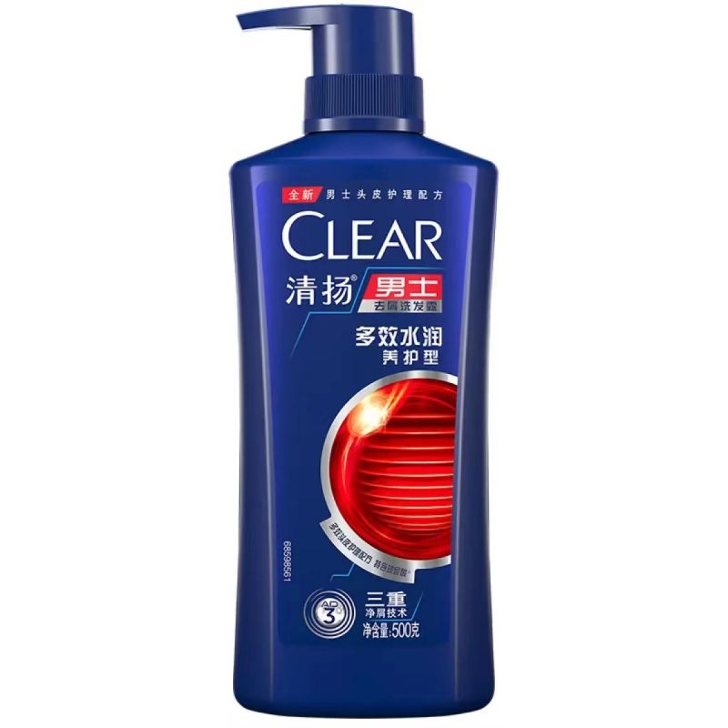 清扬（CLEAR）男士去屑洗发露多效水润养护型500g (氨基酸洗发)洗发水(单位：瓶)