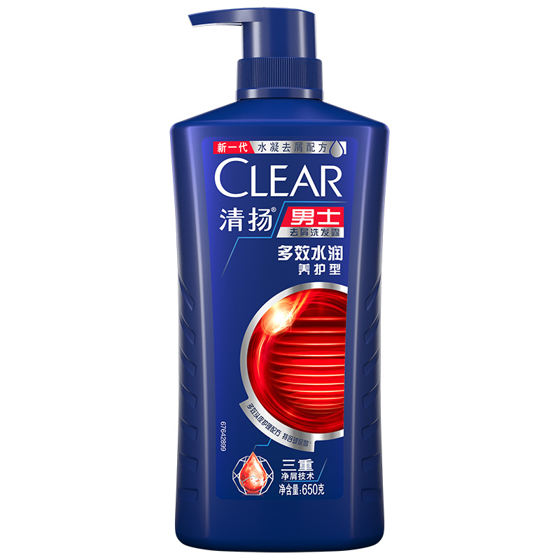 清扬  (CLEAR)男士多效水润养护型头皮护理去屑洗发露6X650G(单位：瓶)