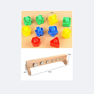 国产	蒙氏教具螺丝母组装玩具 30cm+10对中号塑料螺丝（个）