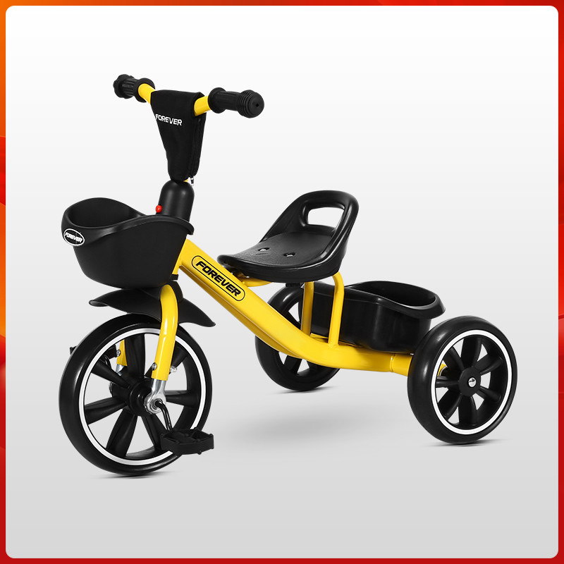 永久儿童三轮车3-5岁小孩脚踏车简易轻便幼儿车S-1208黄色（台）