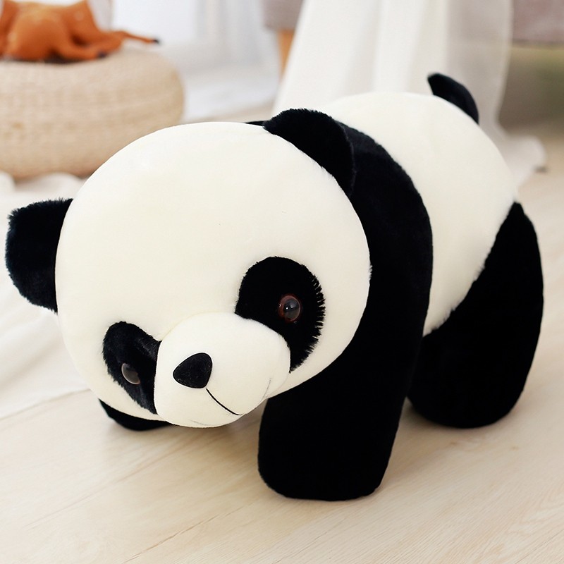 国产 母子熊猫公仔四川熊猫工厂玩偶娃娃大熊猫毛绒玩具生日礼物趴姿-熊猫 30cm