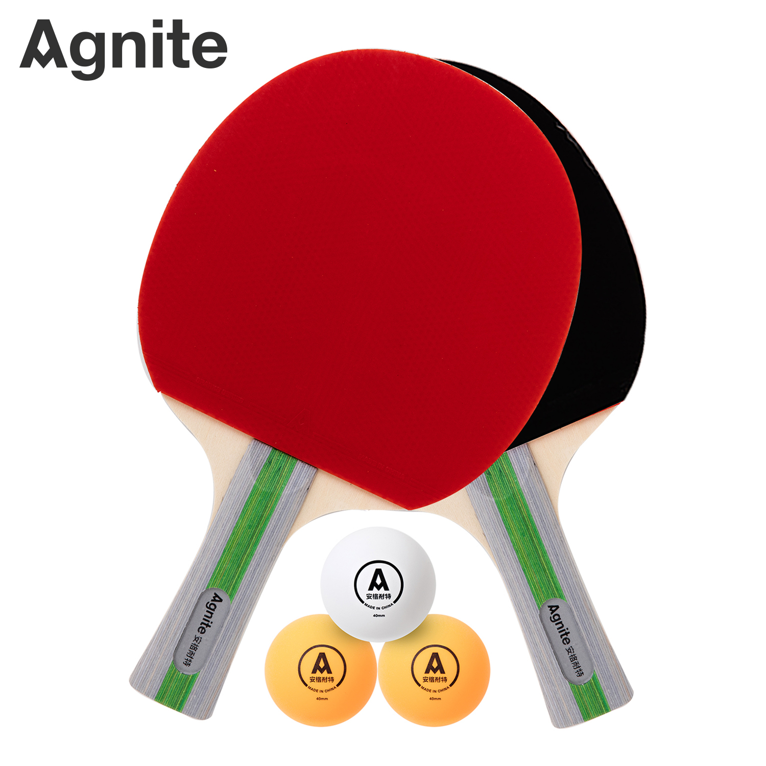 安格耐特 F2330乒乓球拍（正红反黑）（2个/副）（单位：副）